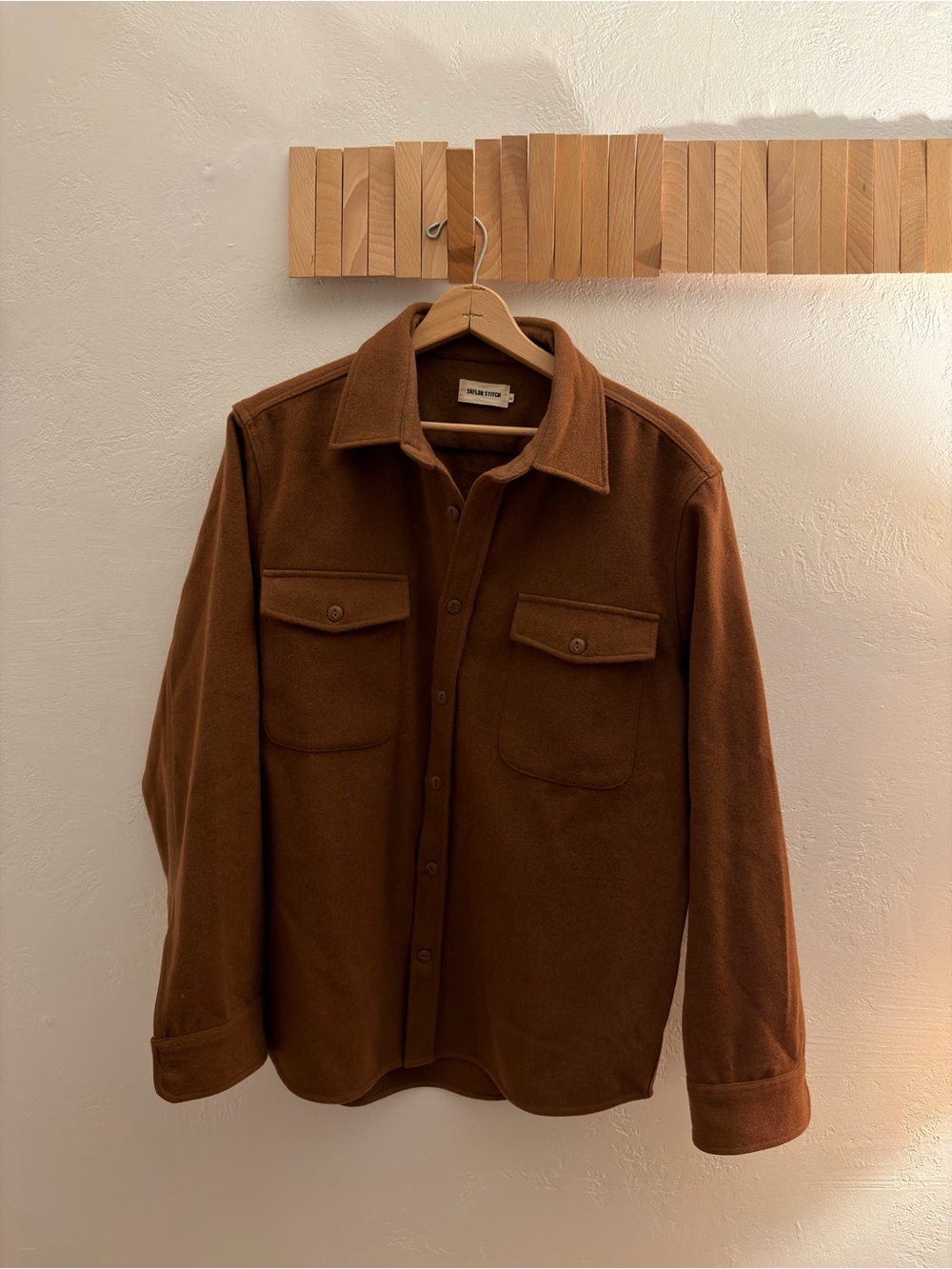 Taylor Stitch wool Ojai Overshirt in Warm Brown